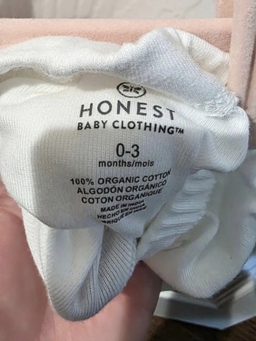 Honest Baby Clothing Organic Cotton Footed Pants White 0-3 Months - Picture 3 of 3